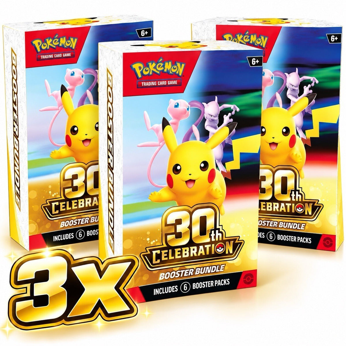 Lot Of 3 Pokemon 30th Anniversary Booster Bundles Factory Sealed - 10/02