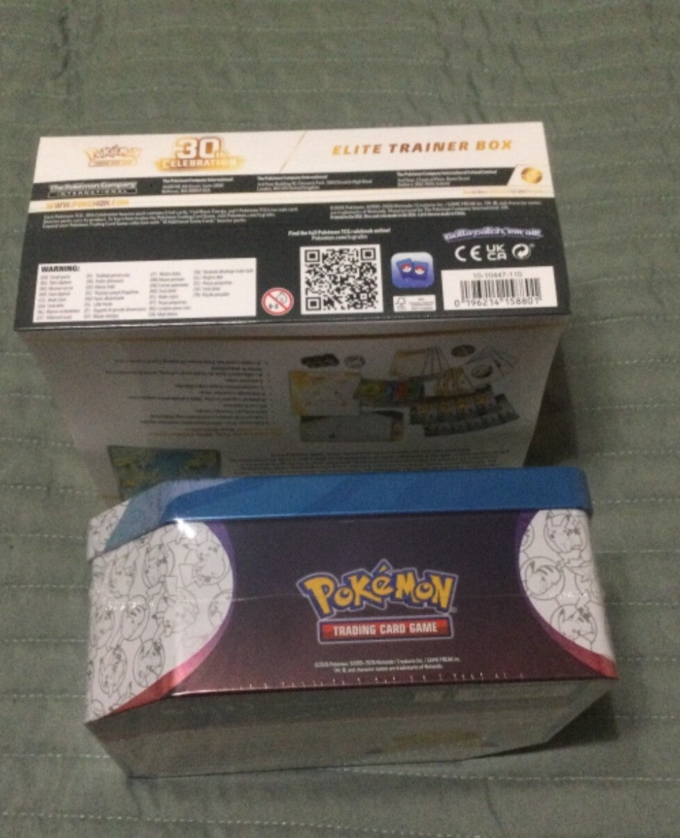 Pokemon 30th ANNIVERSARY ETB BOOSTER BUNDLE MEGA EX Tin (Sylveon) MINI TIN LOT