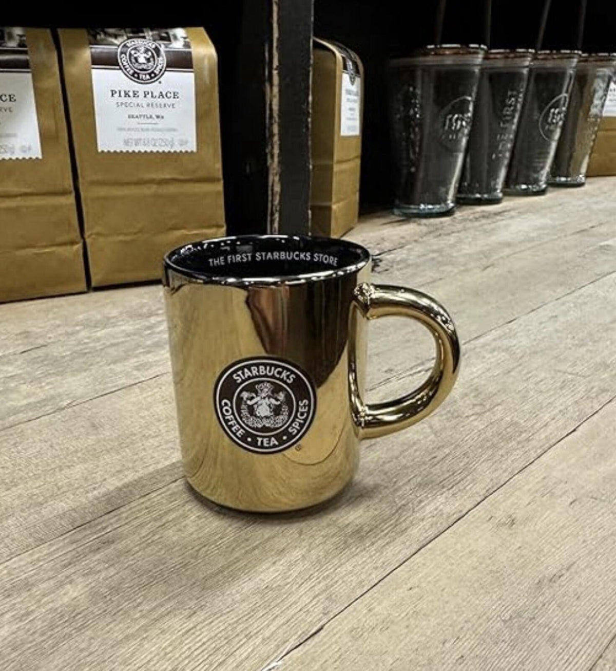 Starbucks HTF GOLD Pike Place OG Logo Ceramic Demi Mug 4oz