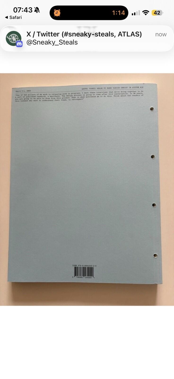 VIRGIL ABLOH ARCHIVE READER VOLUME 001 FIRST EDITION