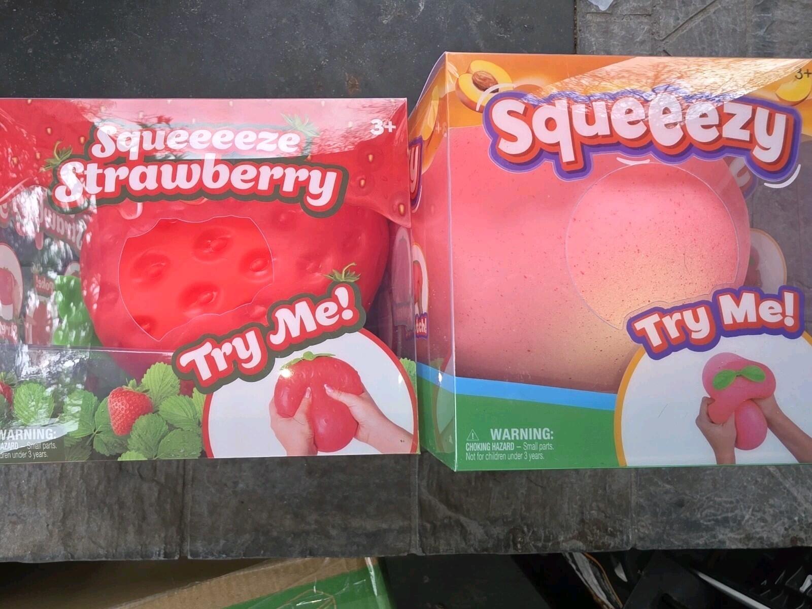 Two Sunny Days Squeeeezes 1 Strawberry And 1 Peach Jumbo Size Squishy