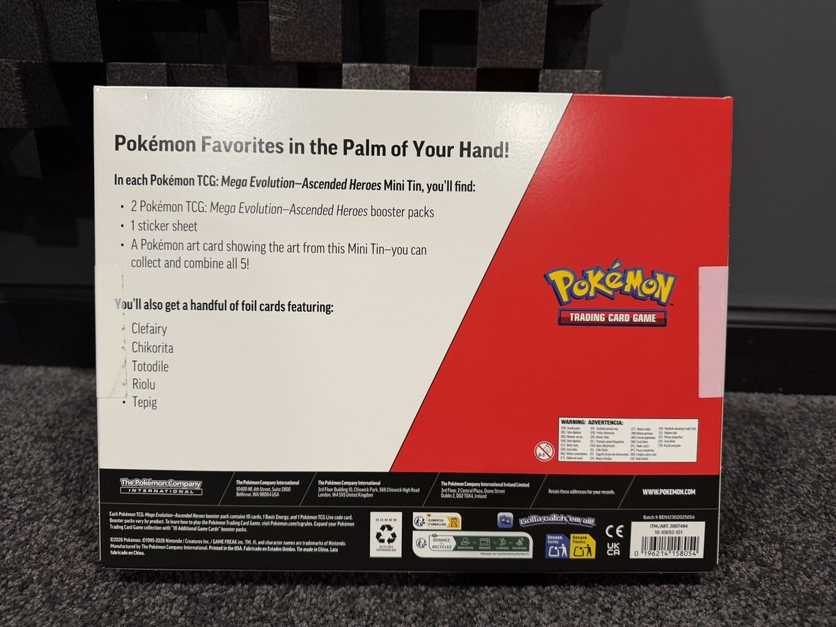 COSTCO Pokémon TCG Mega Evolution Ascended Heroes Mini Tins 5-Pack Sealed