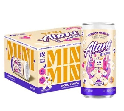 PRESALE — Alani Voodoo Vanilla Mini Elixir Energy Drinks 12 pk Mini Cans