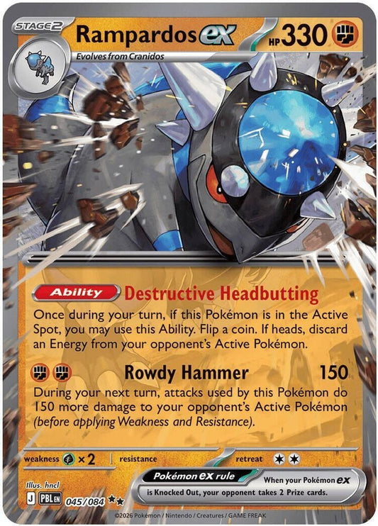RAMPARDOS EX 045/084 DOUBLE RARE PITCH BLACK POKEMON HOLO NEAR MINT