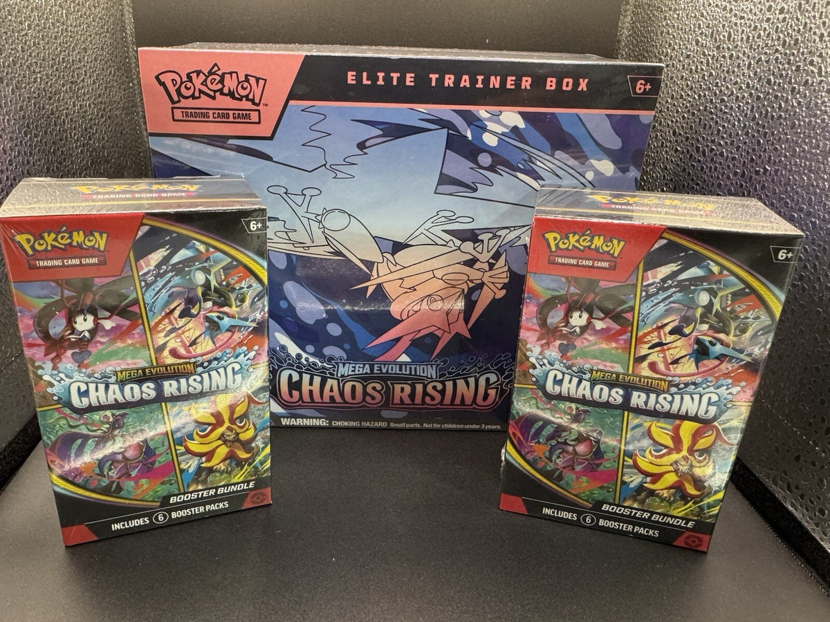 POKEMON TCG CHAOS RISING ELITE TRAINER BOX ETB AND 2 BOOSTER BUNDLE BOX SEALED