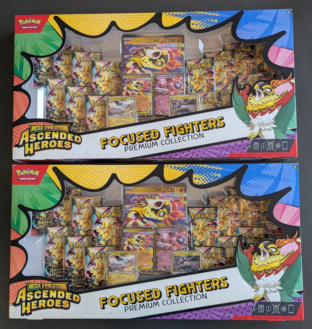 (2) Pokemon Ascended Heroes Focused Fighters Premium Collection Sams Club Sealed