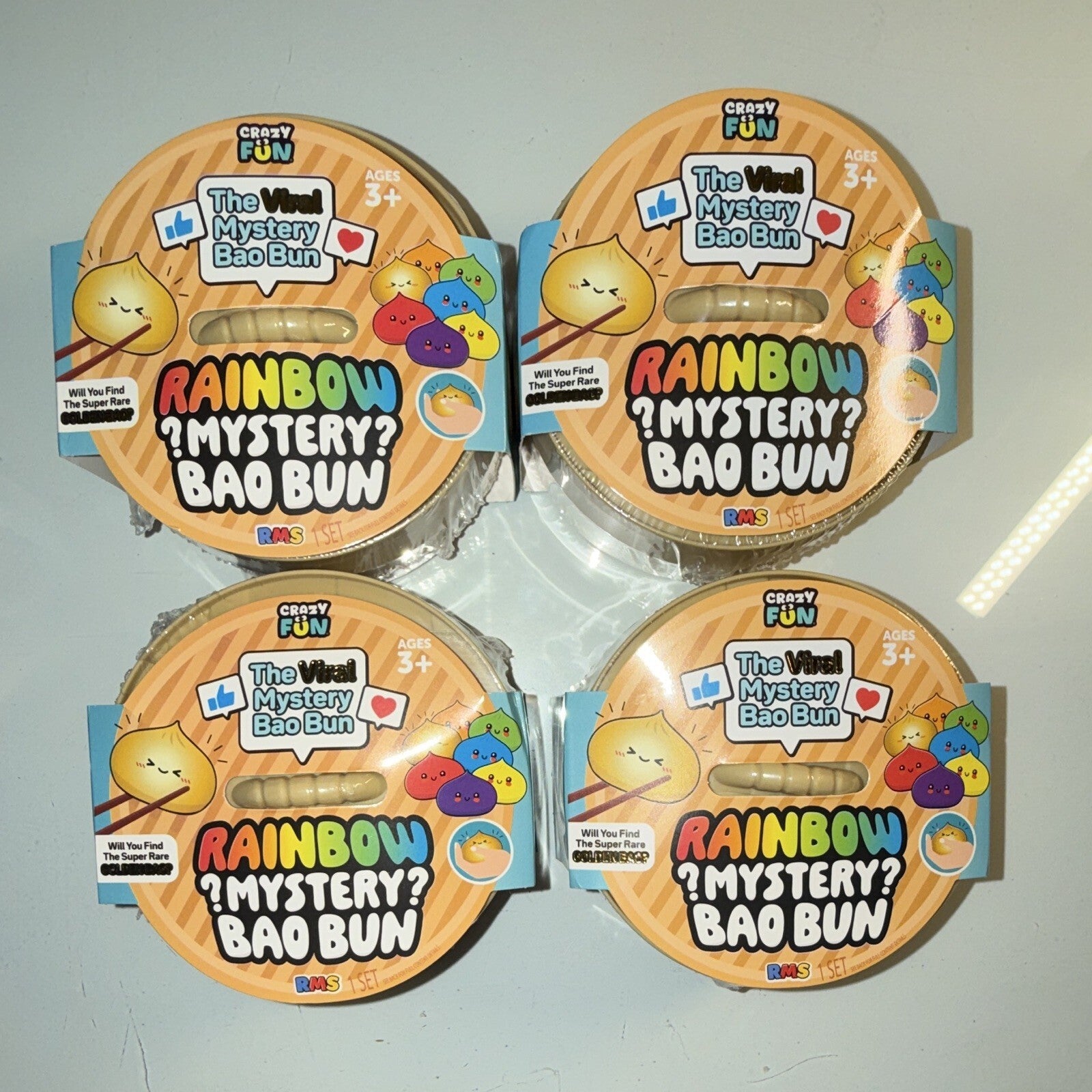 RMS LOT OF 4 Crazy Fun The Viral Mystery Bao Bun Rainbow Mystery Blind Pack