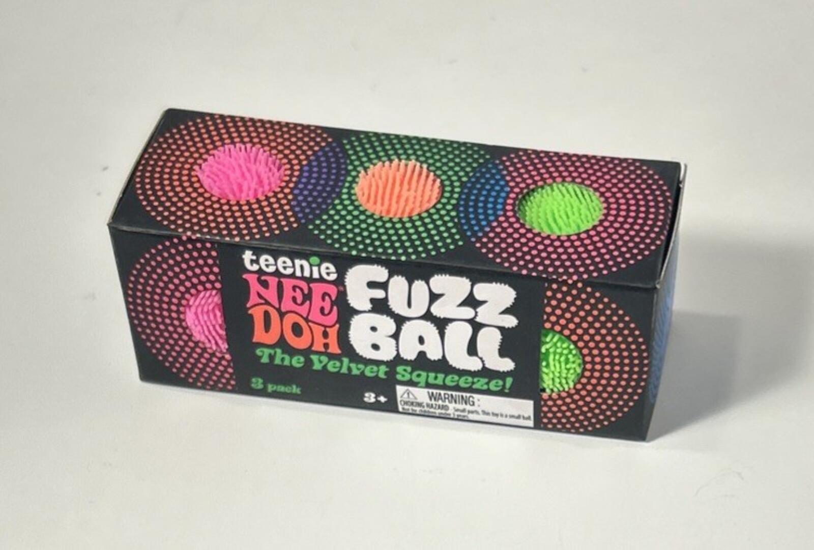 NeeDoh Teenie Fuzz Ball 3 Pack Mini Nee Doh Fuzzball GREEN ORANGE PINK AUTHENTIC