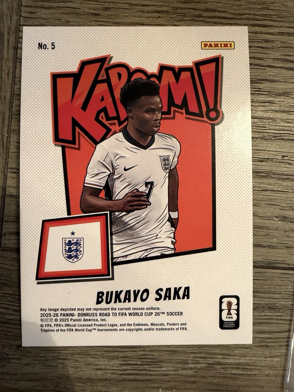 2026 Donruss World Cup Soccer #5 Bukayo Saka OVERSIZED KABOOM! England
