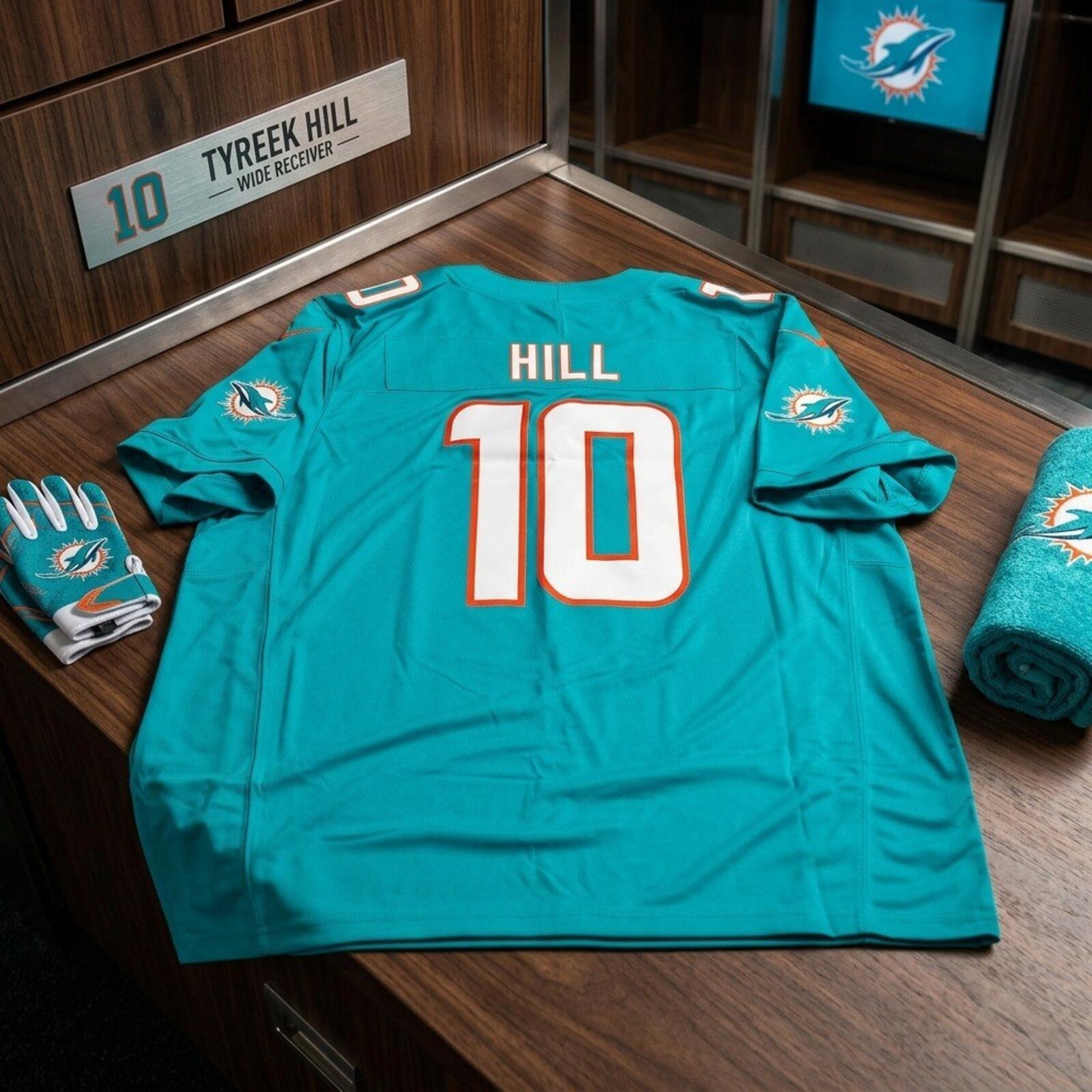 Nike Miami Dolphins Tyreek Hill #10 Aqua Football Jersey Mens Size 3XL NWT
