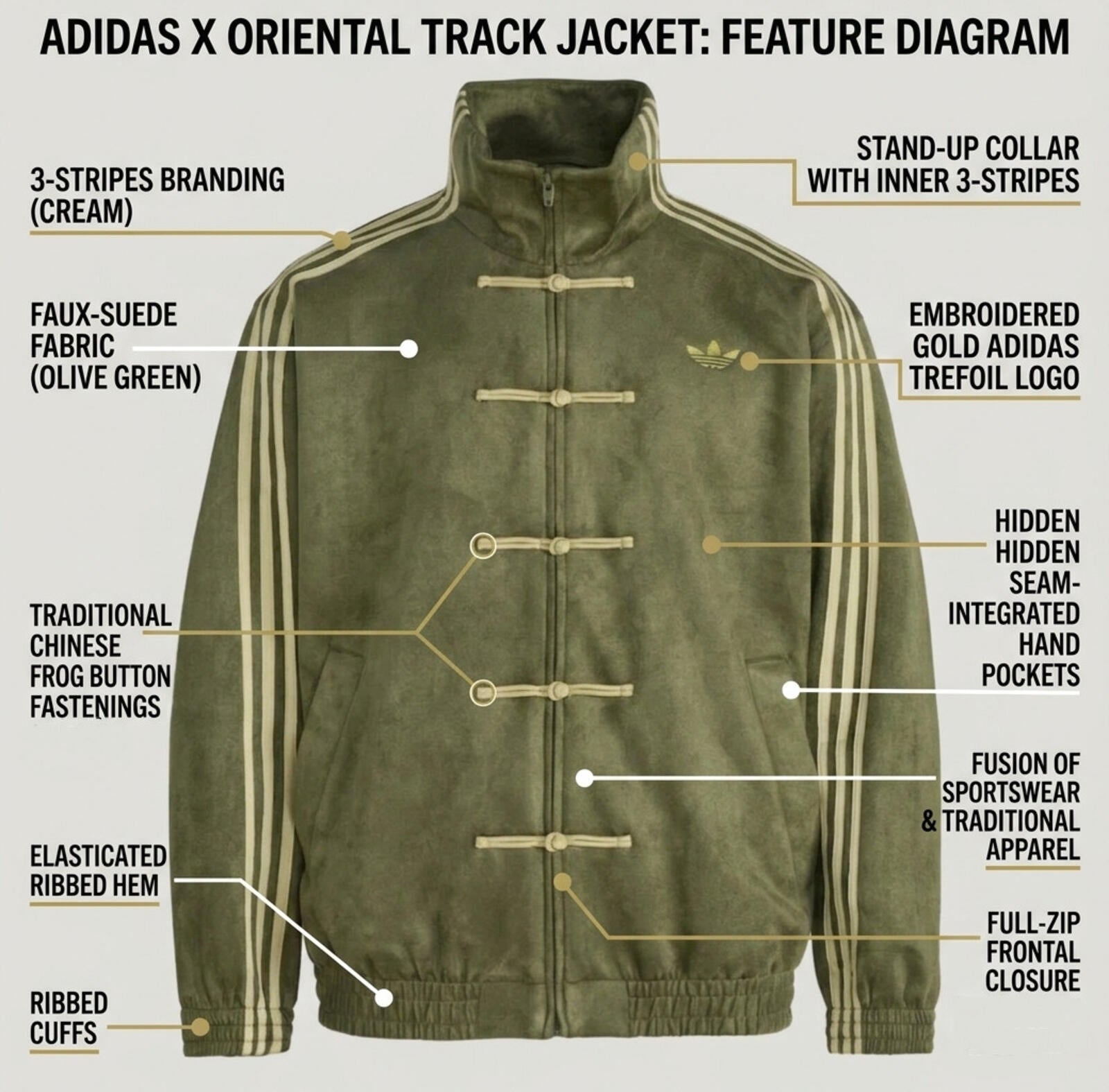 Adidas Originals CTT Chinese Track Casual Jacket KT3847 Unisex Green Size Large