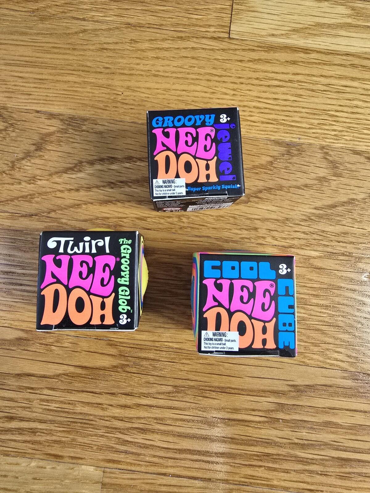 New Viral Tik Tok Nee Doh Mini Groovy Jewel, Twirl and Cool Cube - Lot of 3