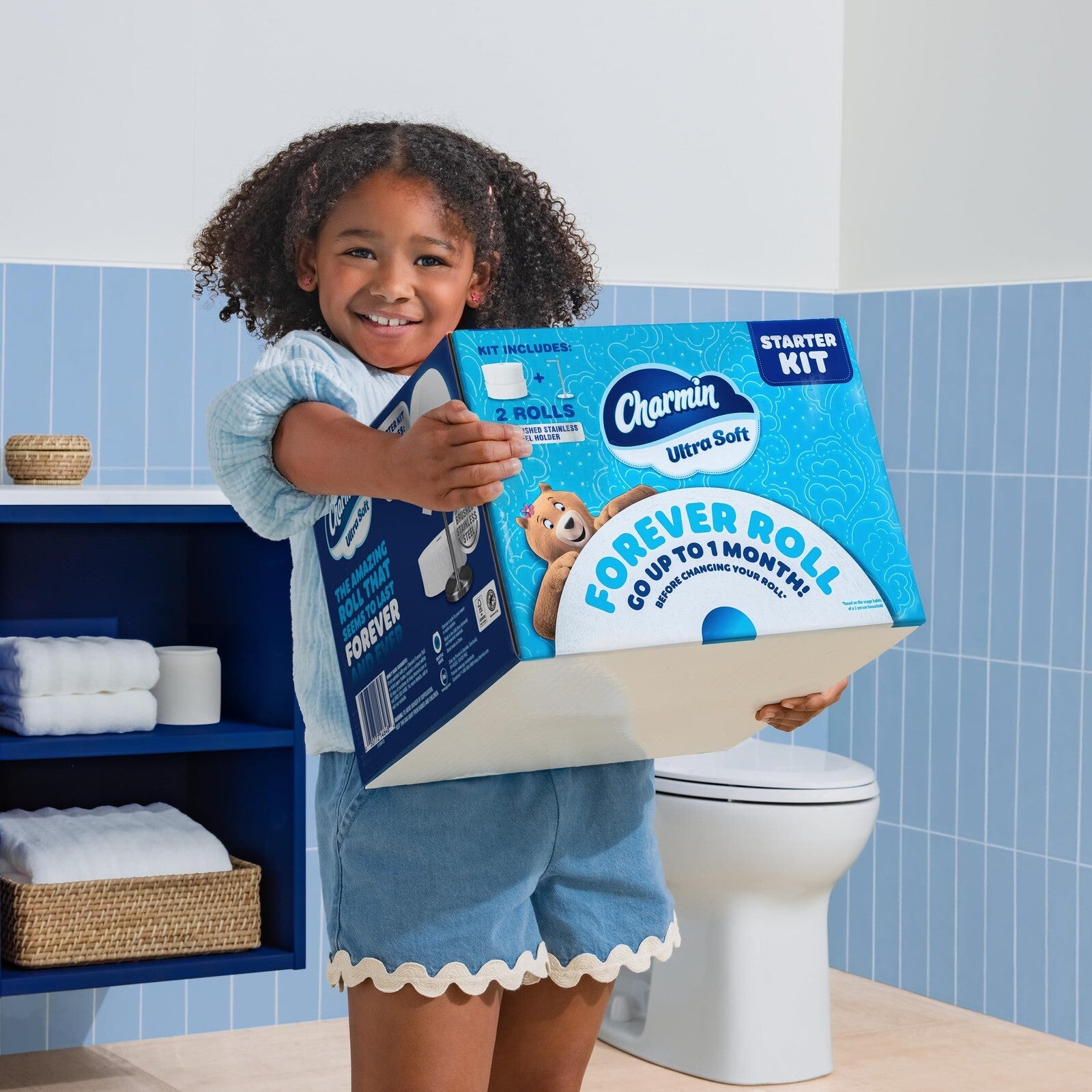 Charmin Toilet Paper Ultra Soft, Forever Roll Starter Kit, 1 Holder, 2 Rolls,