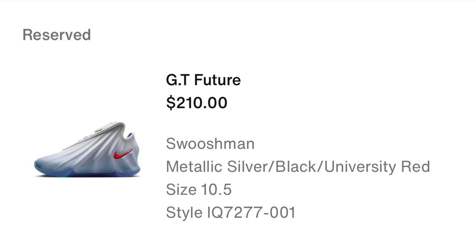 Nike Gt Future SWOOSH swooshman Size 12 Iq7277001 In Hand