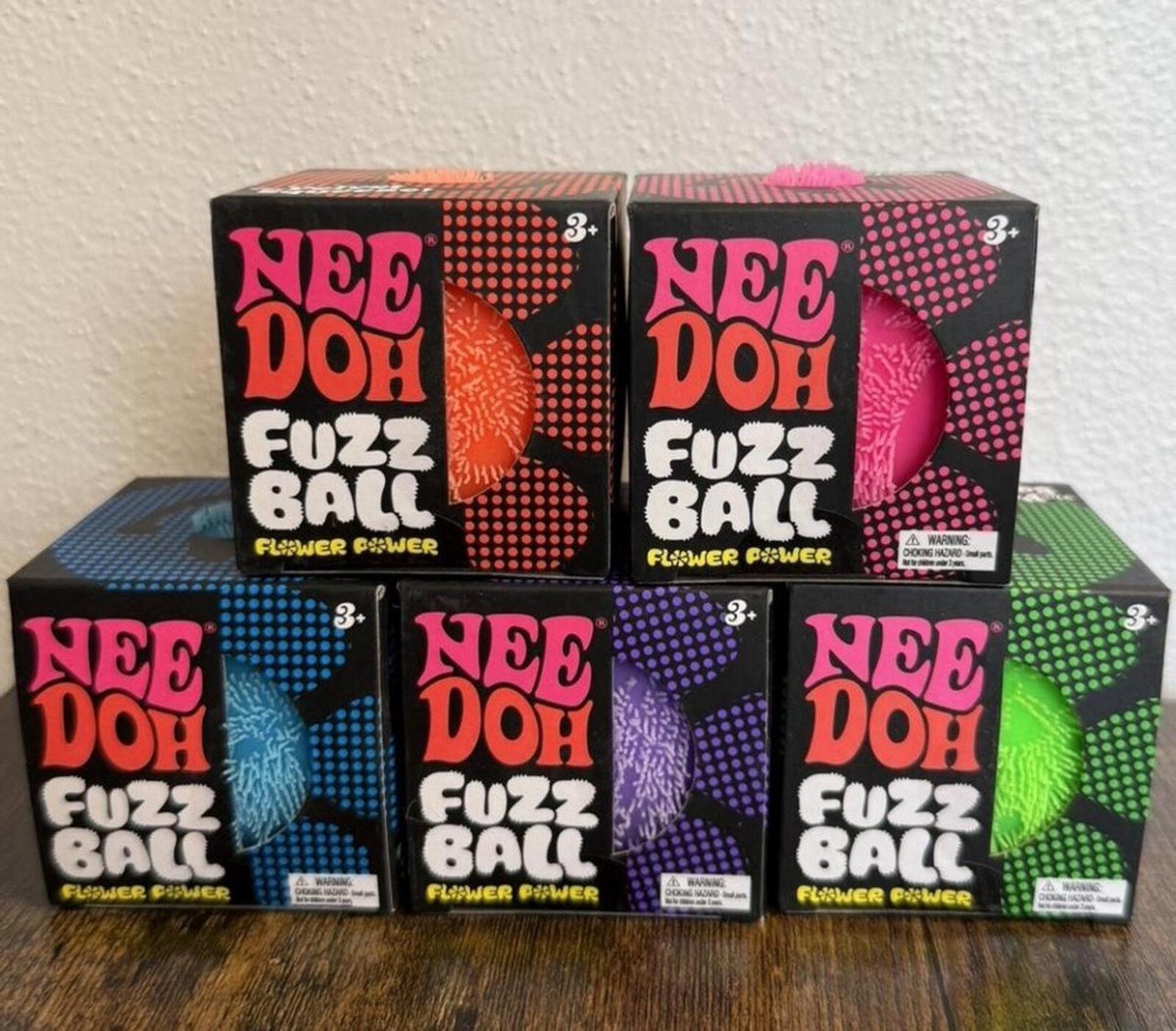 Needoh FUZZ BALL Flower Power Nee Doh Squish Stress Ball NEE-DOH Fuzzball random