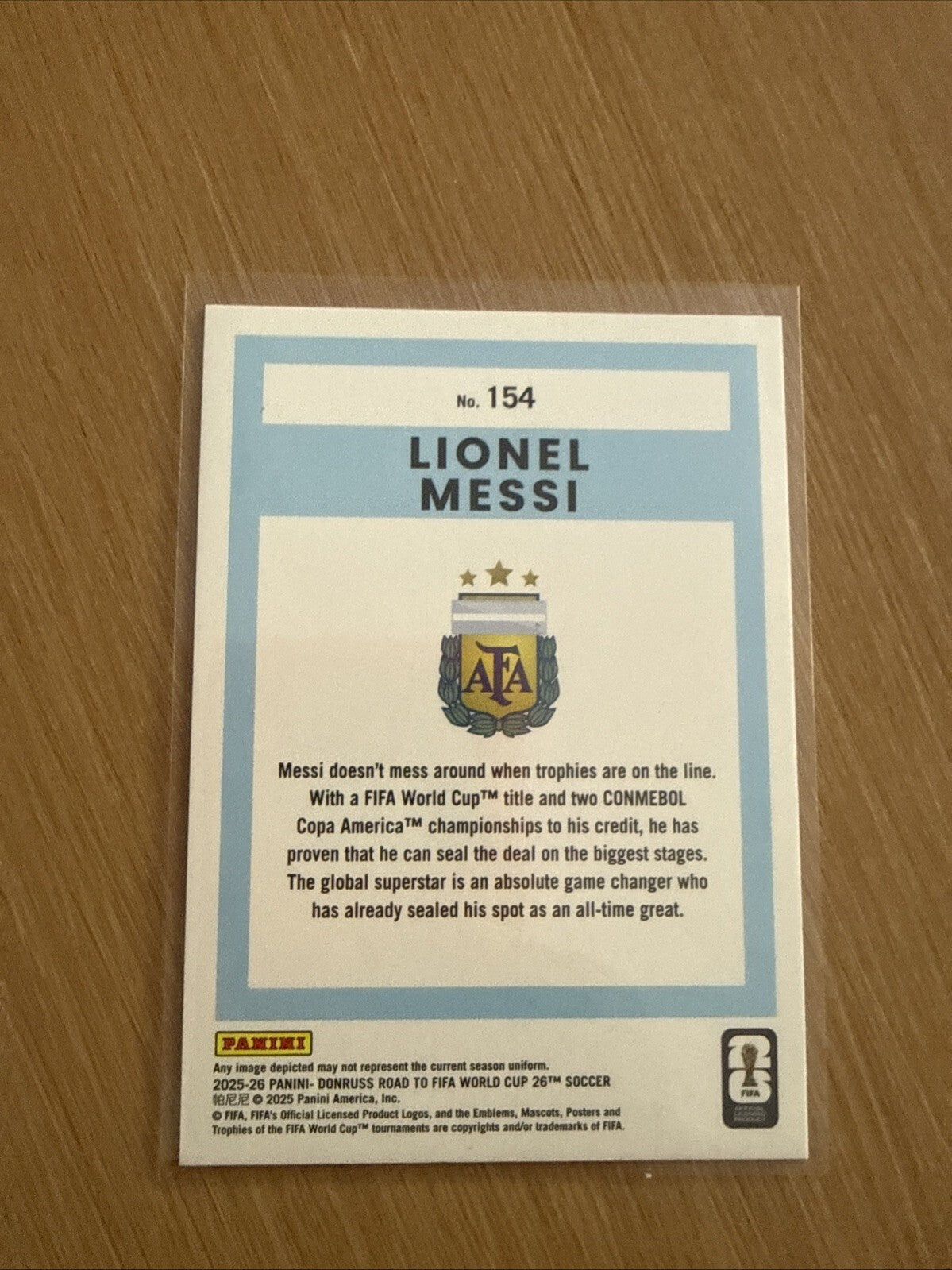 2025-26 Panini Donruss Road To The World Cup Lionel Messi Blue Cubic /95