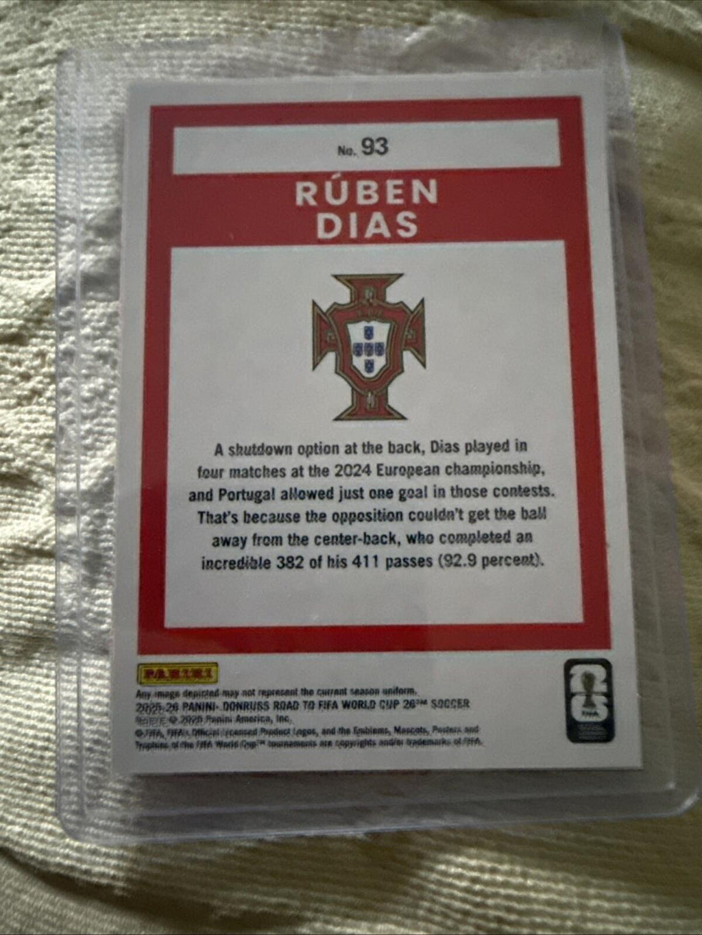 Rúben Dias 2025-26 Donruss Road to FIFA World Cup GREEN And BLUE MAZE #12/270