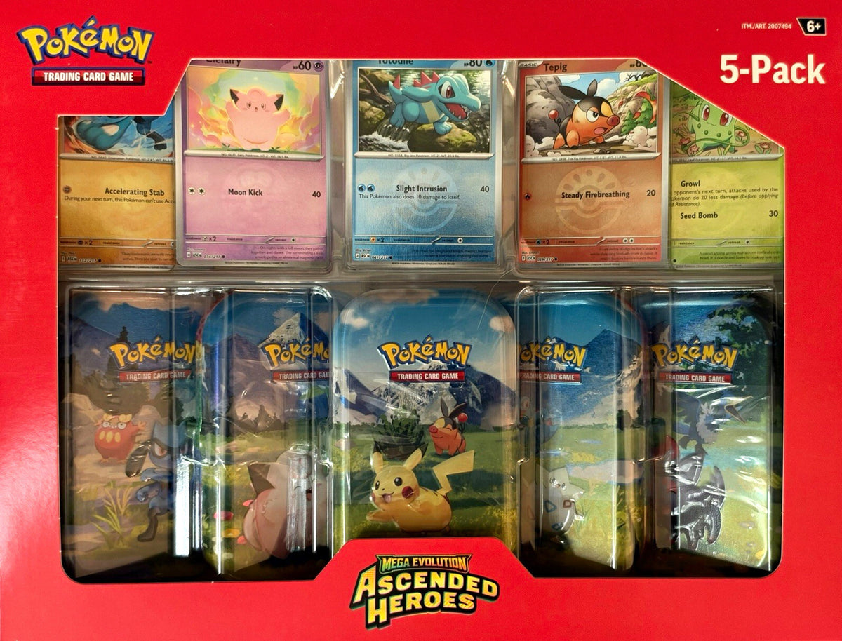 Pokémon TCG Mega Evolution Ascended Heroes 5-Pack mini tins
