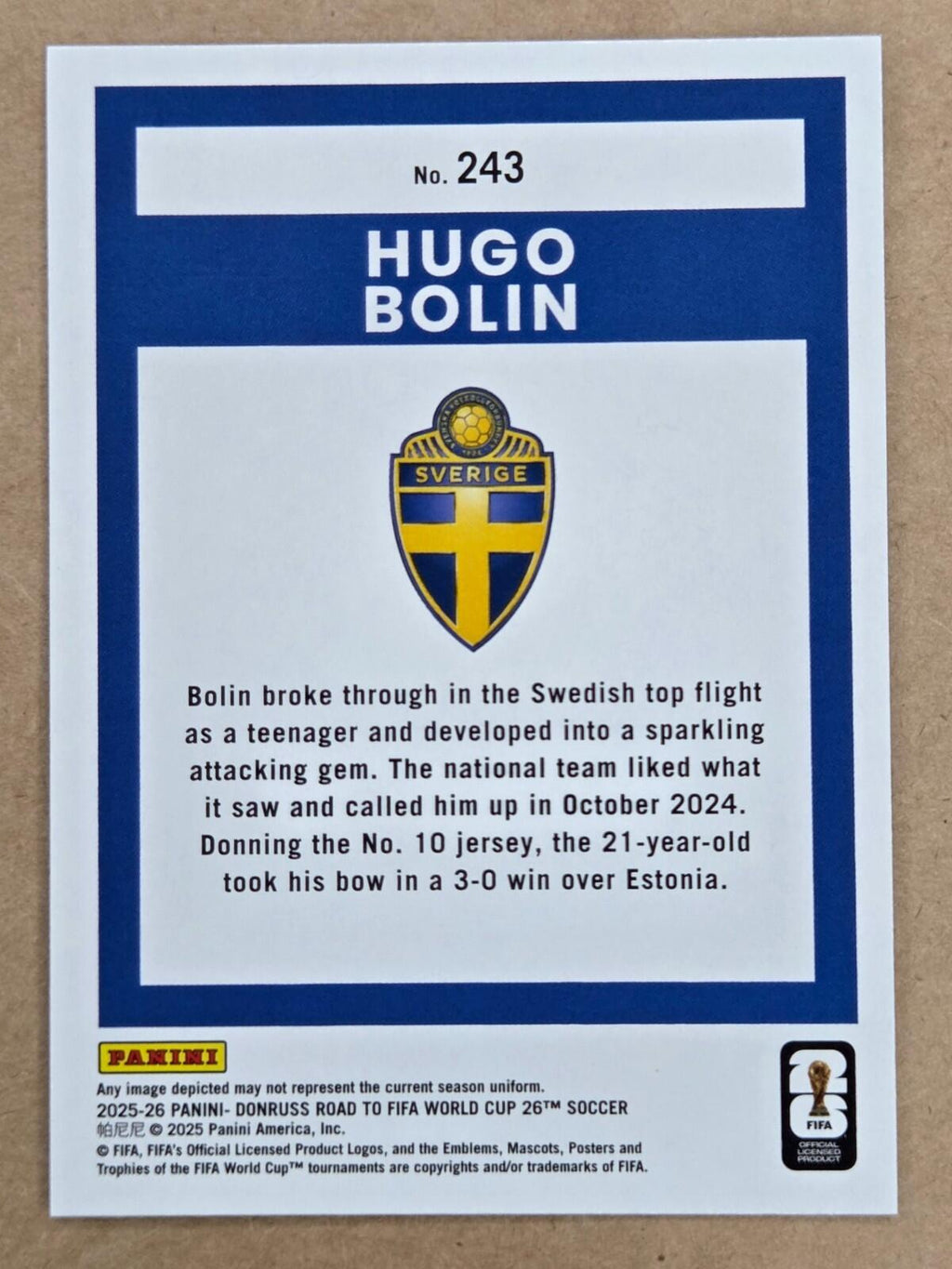 Hugo Bolin RR 2025-26 Donruss Road to FIFA World Cup #243