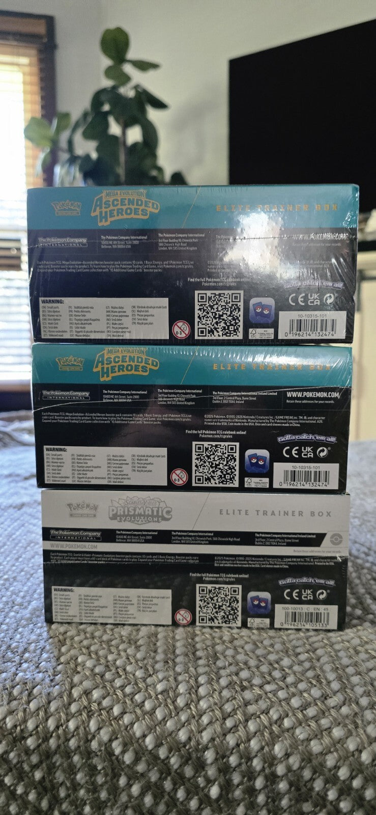 Pokémon TCG Prismatic Evolutions + Ascended Elite Trainer Box ETB Lot of 3
