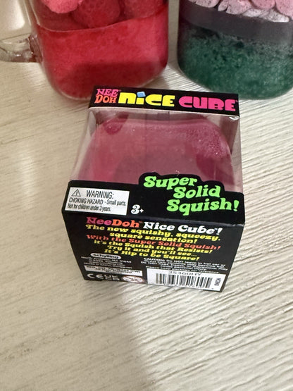 Needoh Nice Cube Pink -Sensory Squeeze Toy with Super Solid Squish - 2.25" Cube
