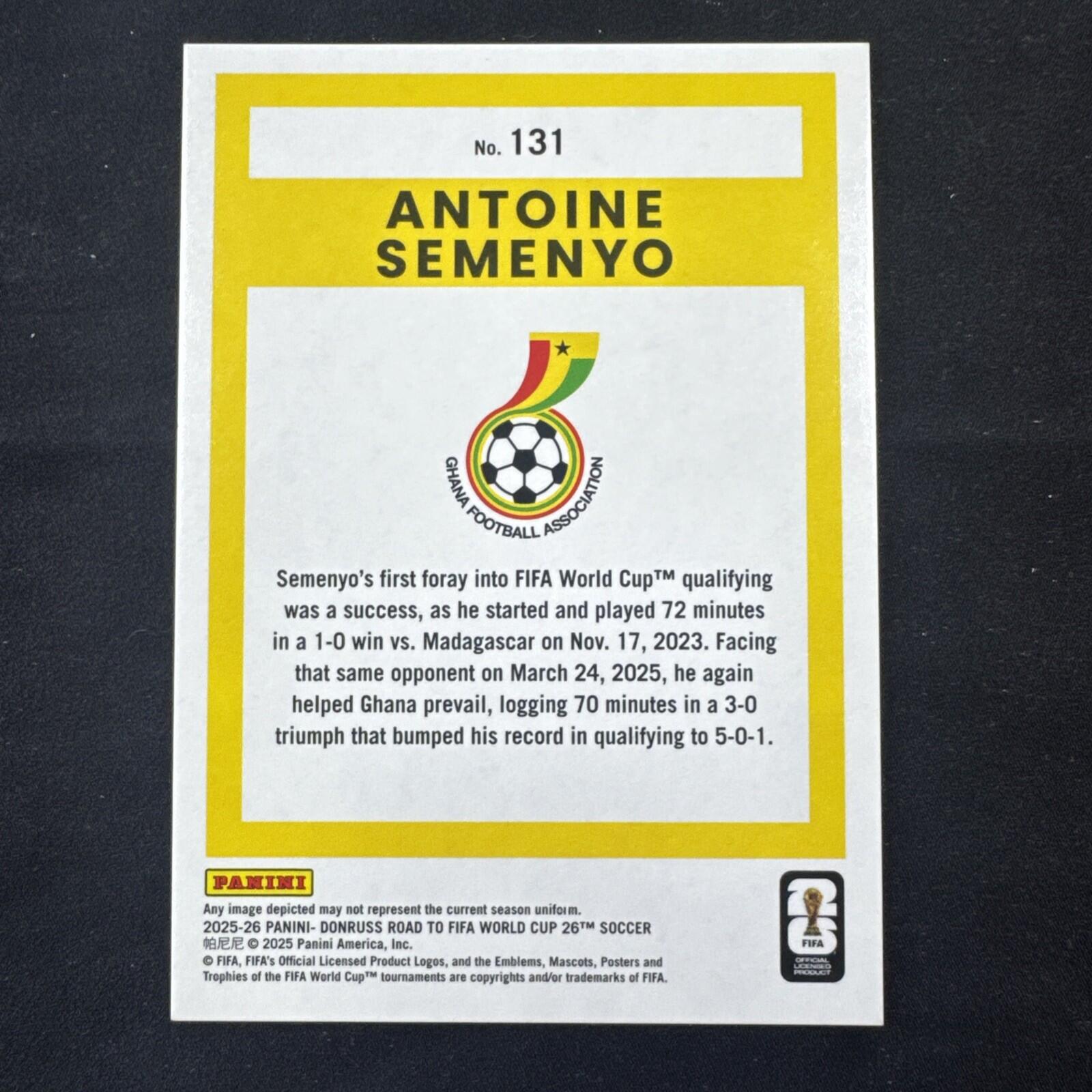 2025-26 Donruss Road To World Cup Ghana Antoine Semenyo Foil /50