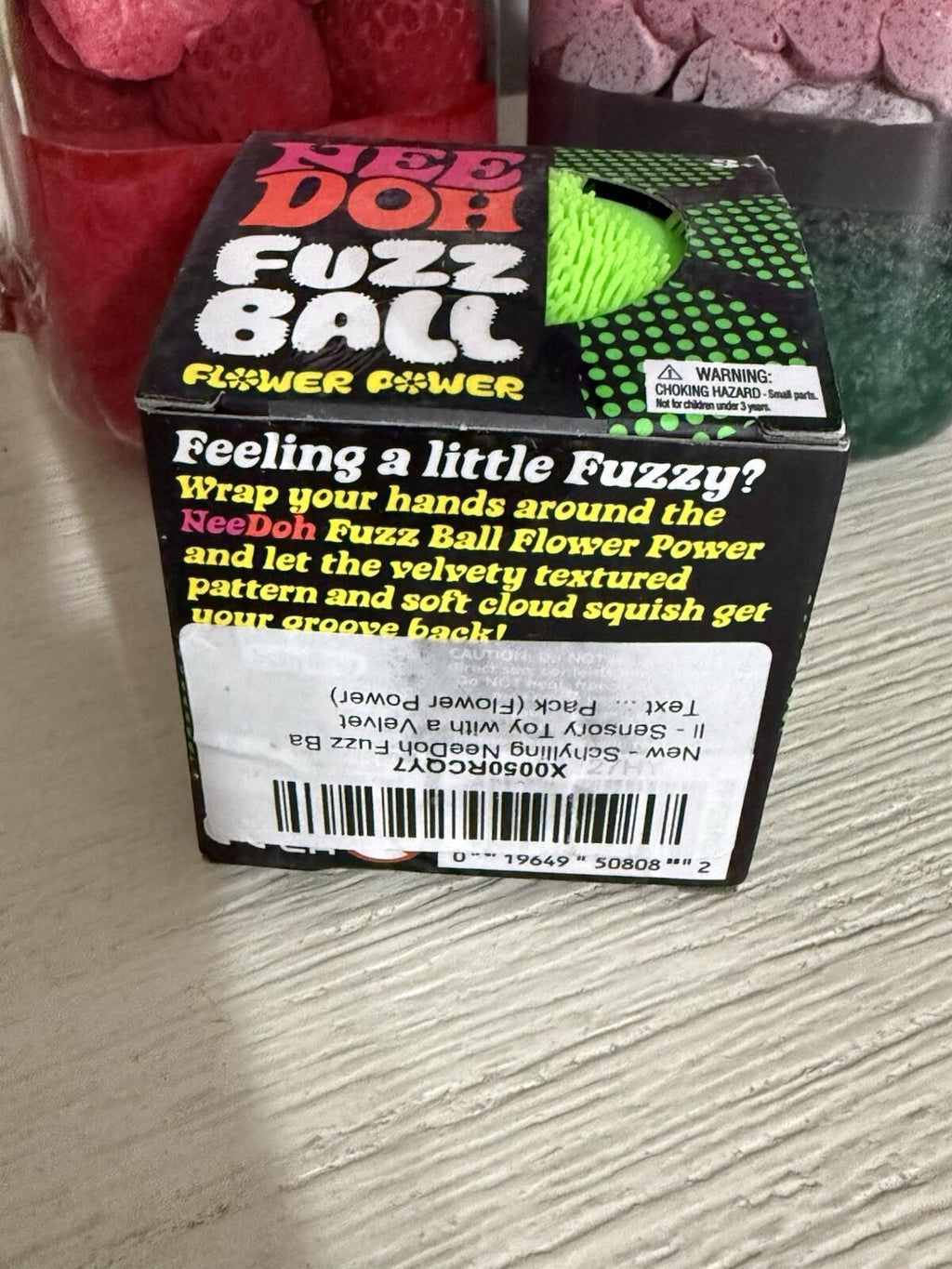 Green Needoh FUZZ BALL Flower Power Nee Doh Squishy NEE-DOH Fuzzball AUTHENTIC
