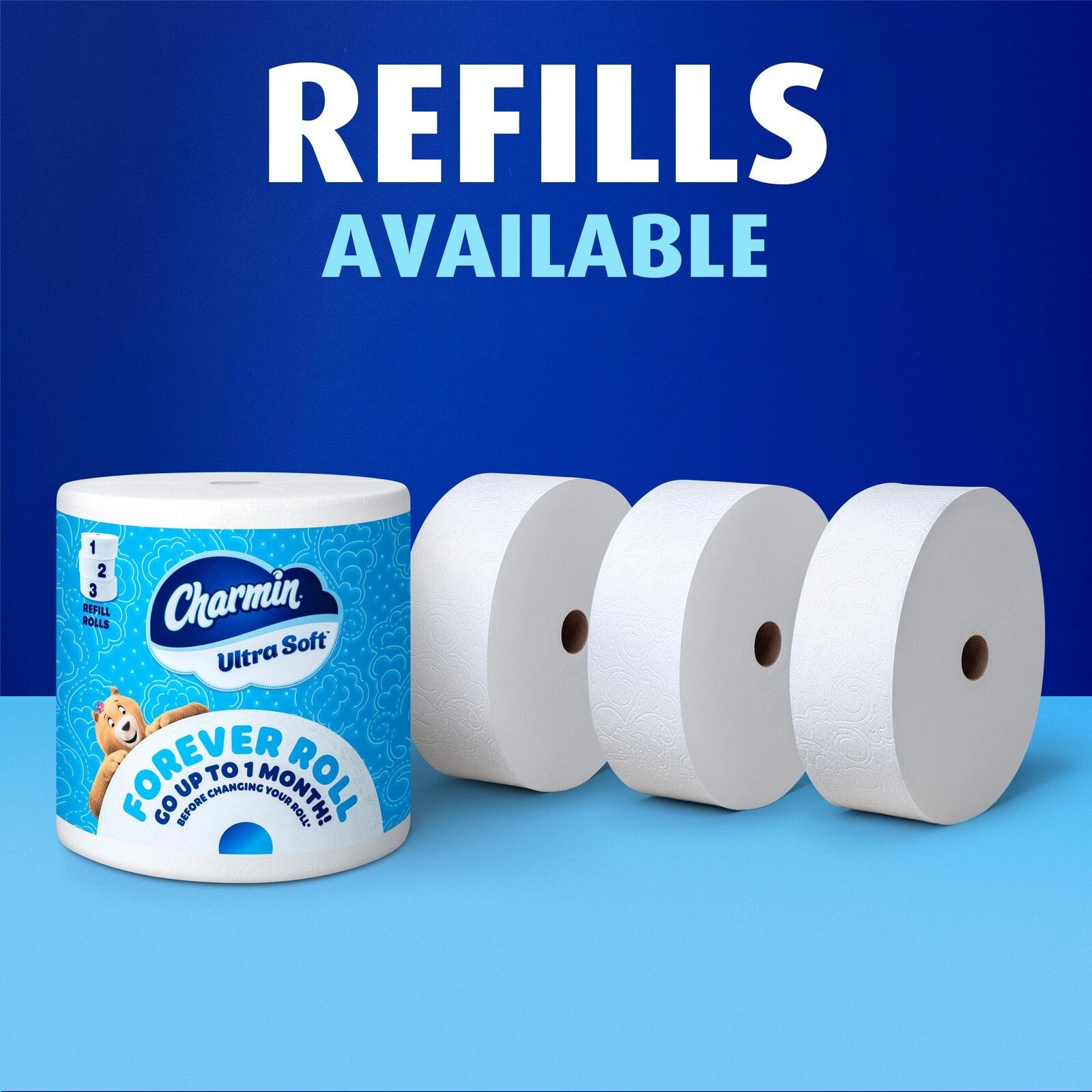 Charmin Toilet Paper Ultra Soft, Forever Roll Starter Kit, 1 Holder, 2 Rolls,