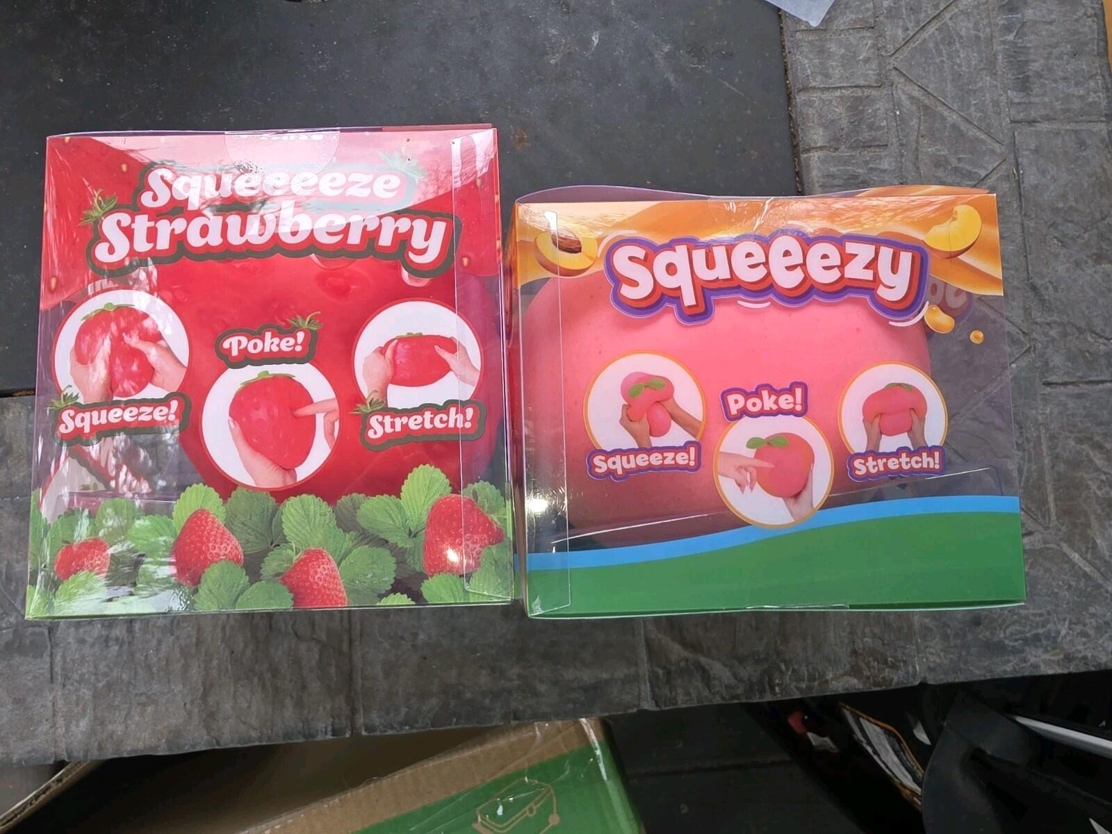 Two Sunny Days Squeeeezes 1 Strawberry And 1 Peach Jumbo Size Squishy
