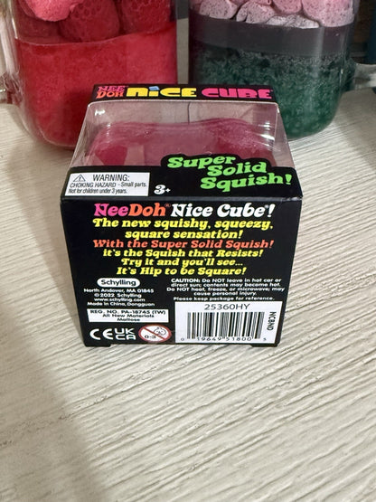 Needoh Nice Cube Pink -Sensory Squeeze Toy with Super Solid Squish - 2.25" Cube