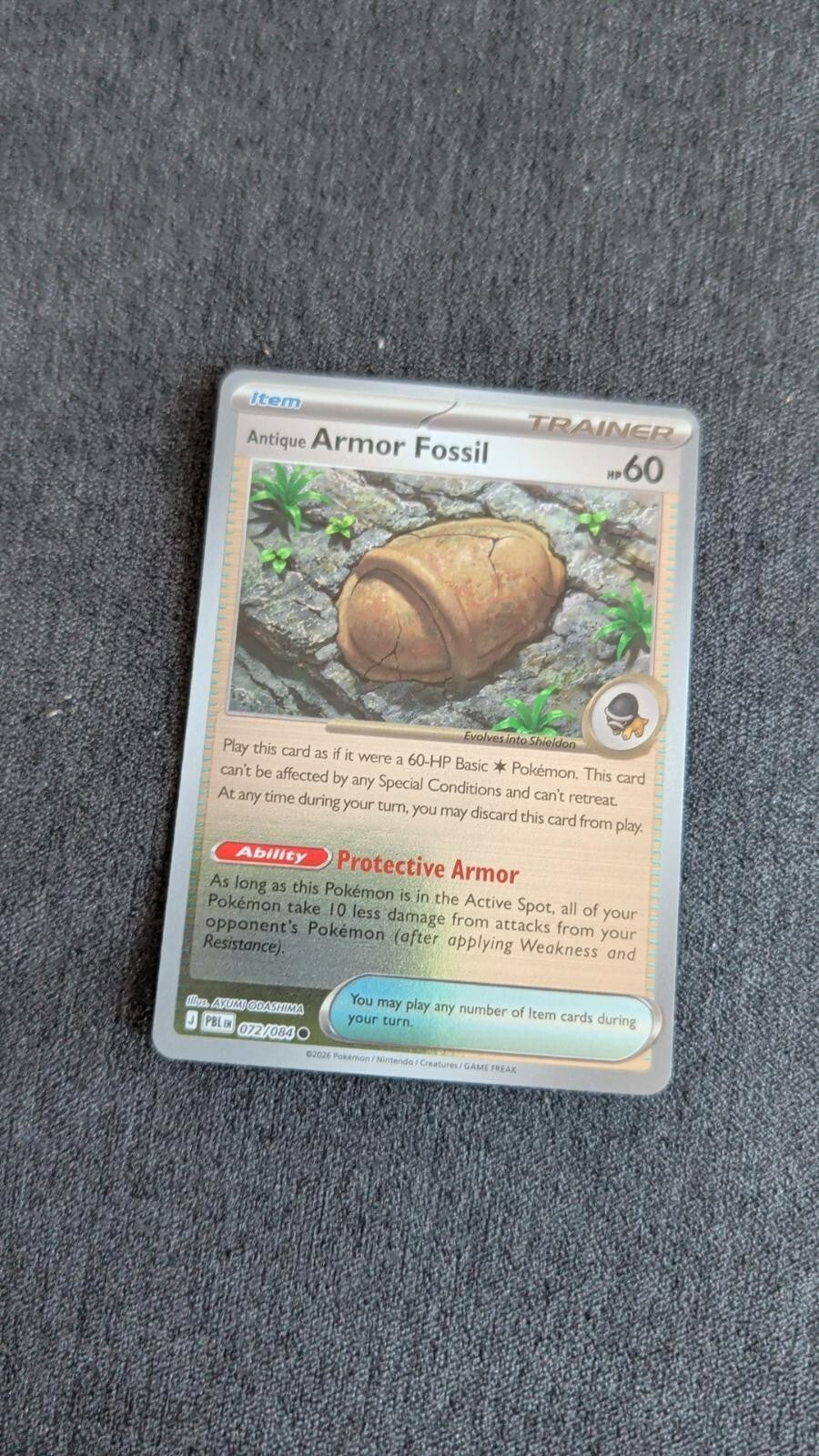 ANTIQUE ARMOR FOSSIL 072/084 COMMON PITCH BLACK POKEMON NEAR MINT