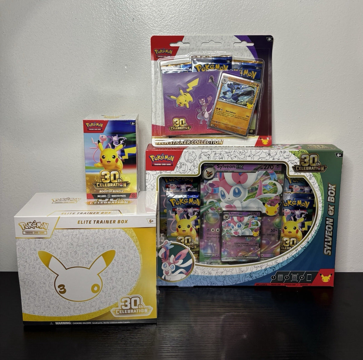 Pokemon 30th Celebration ETB Booster Bundle EX Box and Tech Sticker set