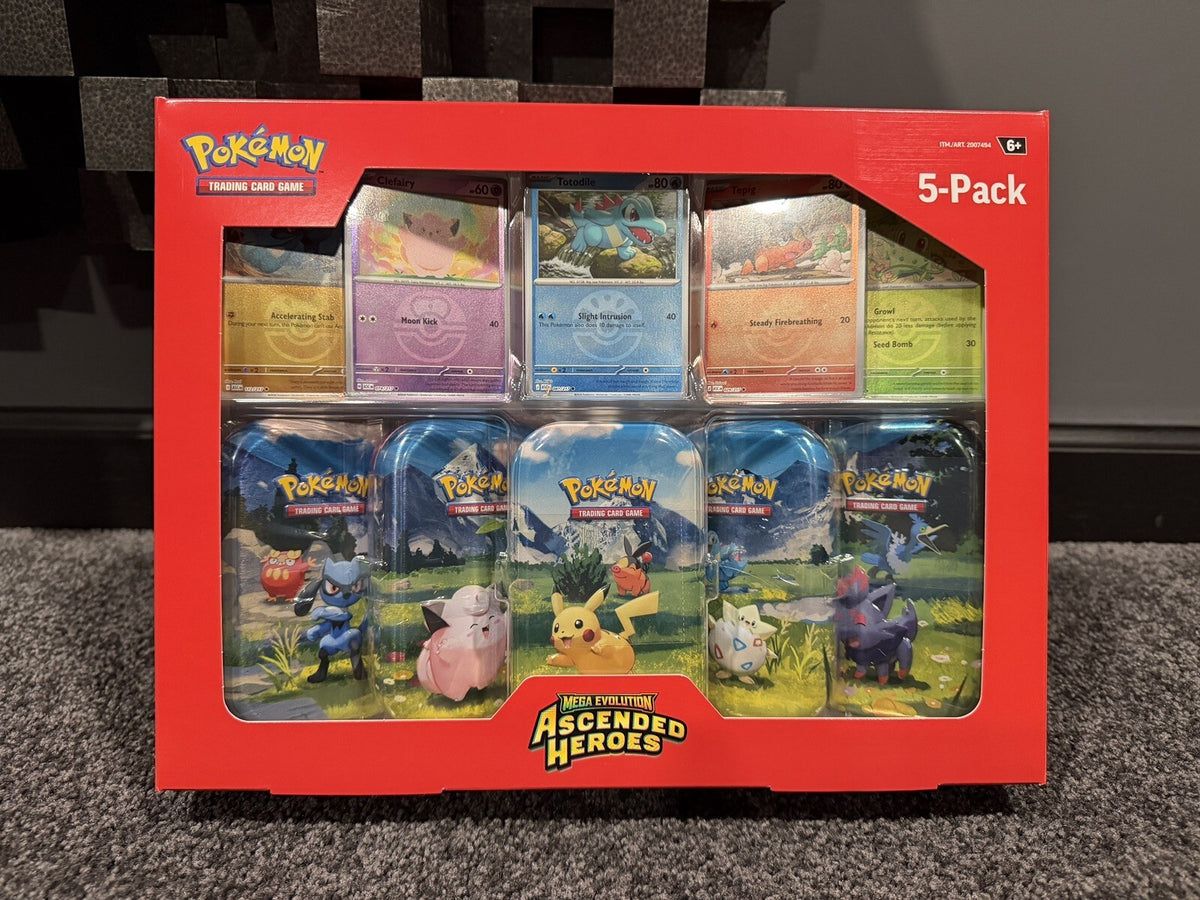 COSTCO Pokémon TCG Mega Evolution Ascended Heroes Mini Tins 5-Pack Sealed