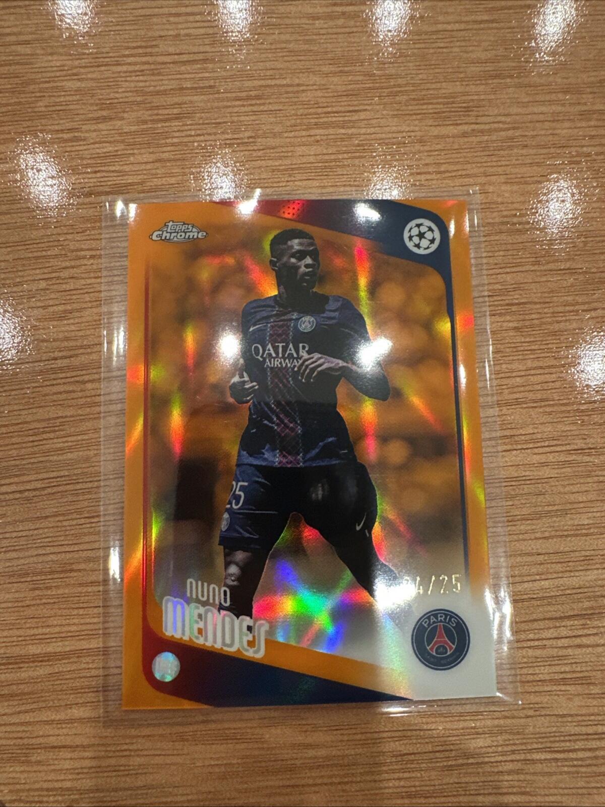 2025-26 Topps Chrome-  Nuno Mendes Lava Orange  14/25