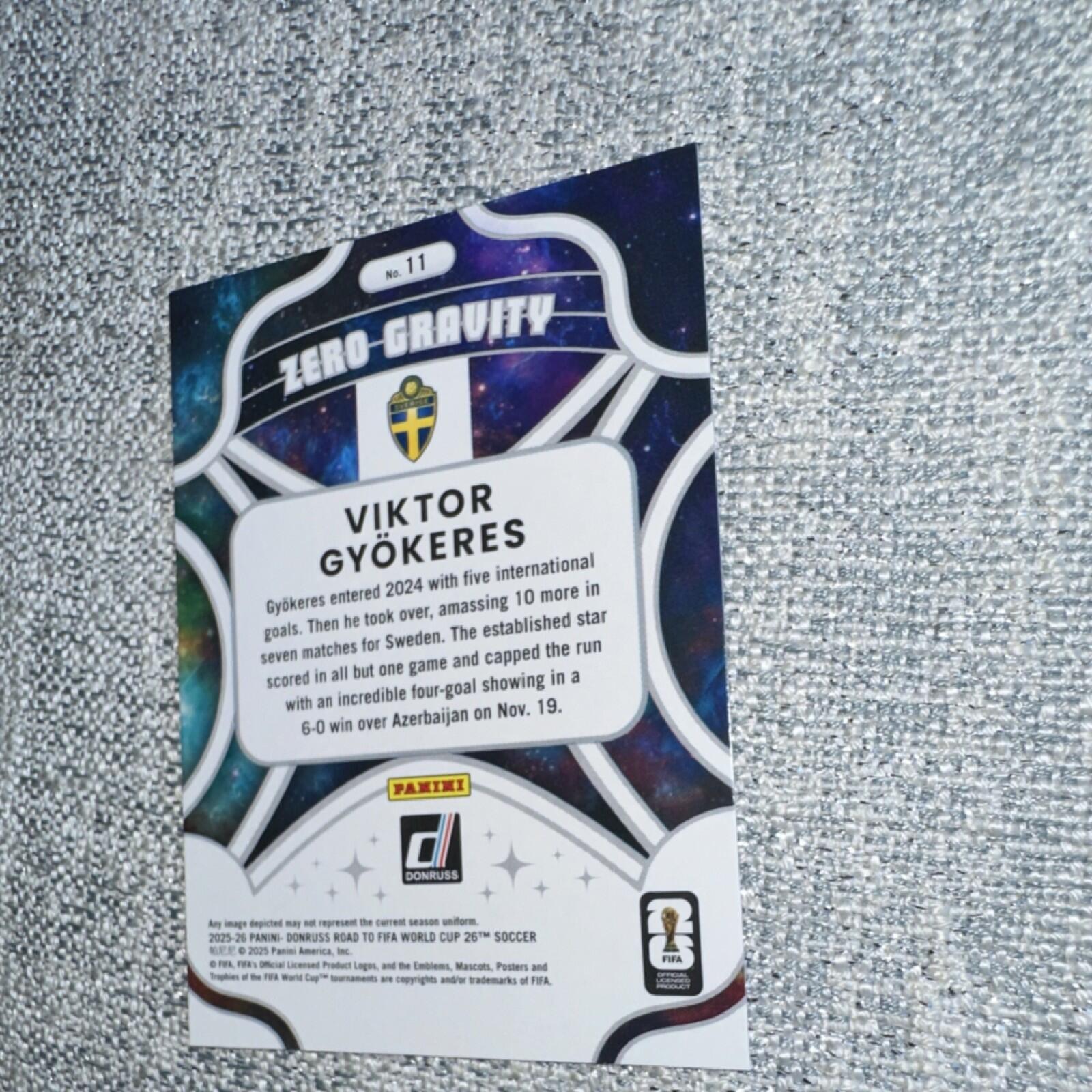 Panini Donruss 2025-26 Zero-Gravity #11 Viktor Gyokeres Sweden Soccer Card