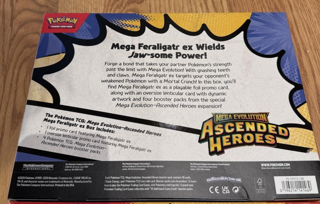 Lot of 3 Sealed Pokemon Ascended Heroes Mega ex Box Feraligatr Emboar Meganium