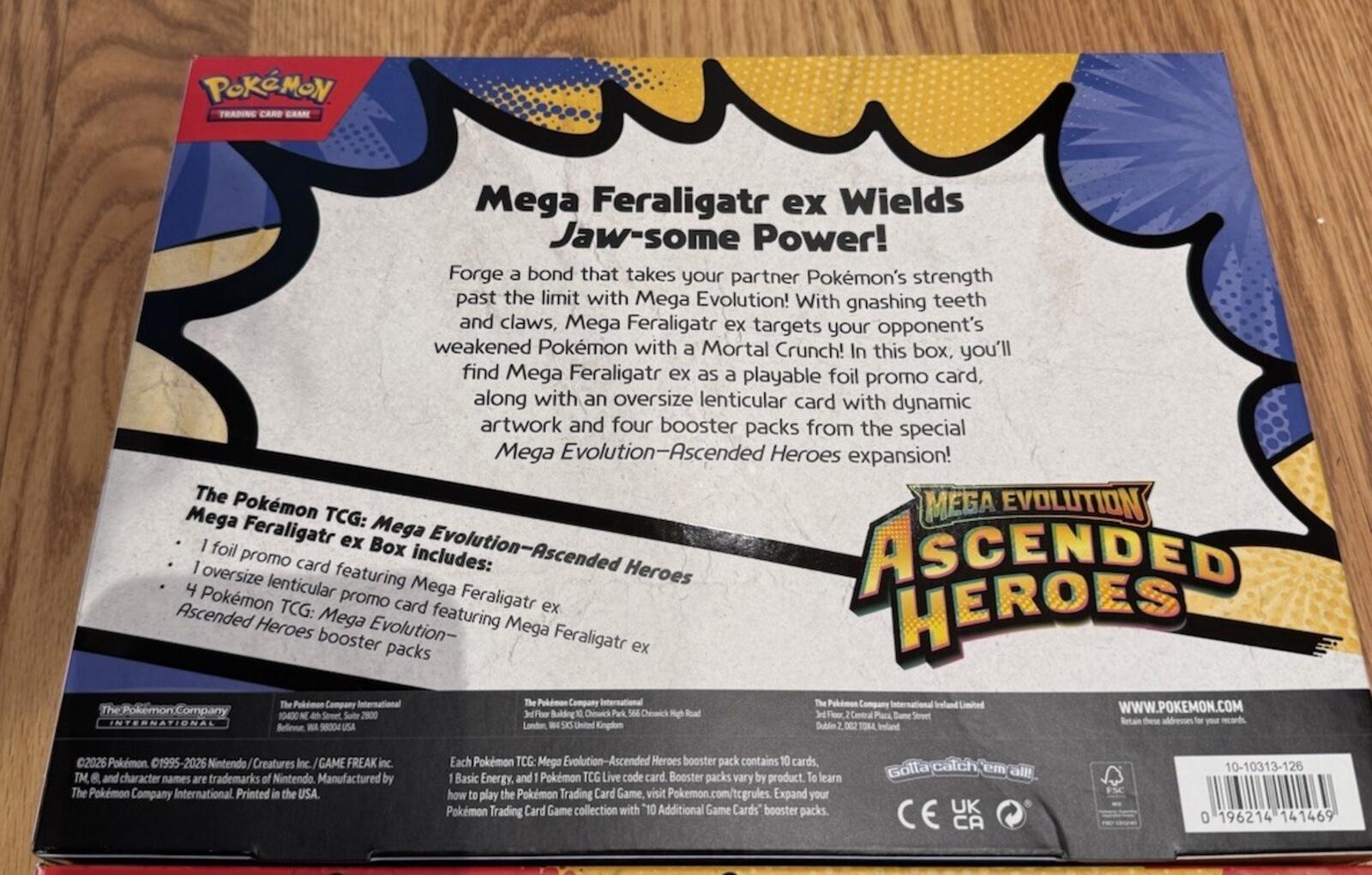 Lot of 3 Sealed Pokemon Ascended Heroes Mega ex Box Feraligatr Emboar Meganium