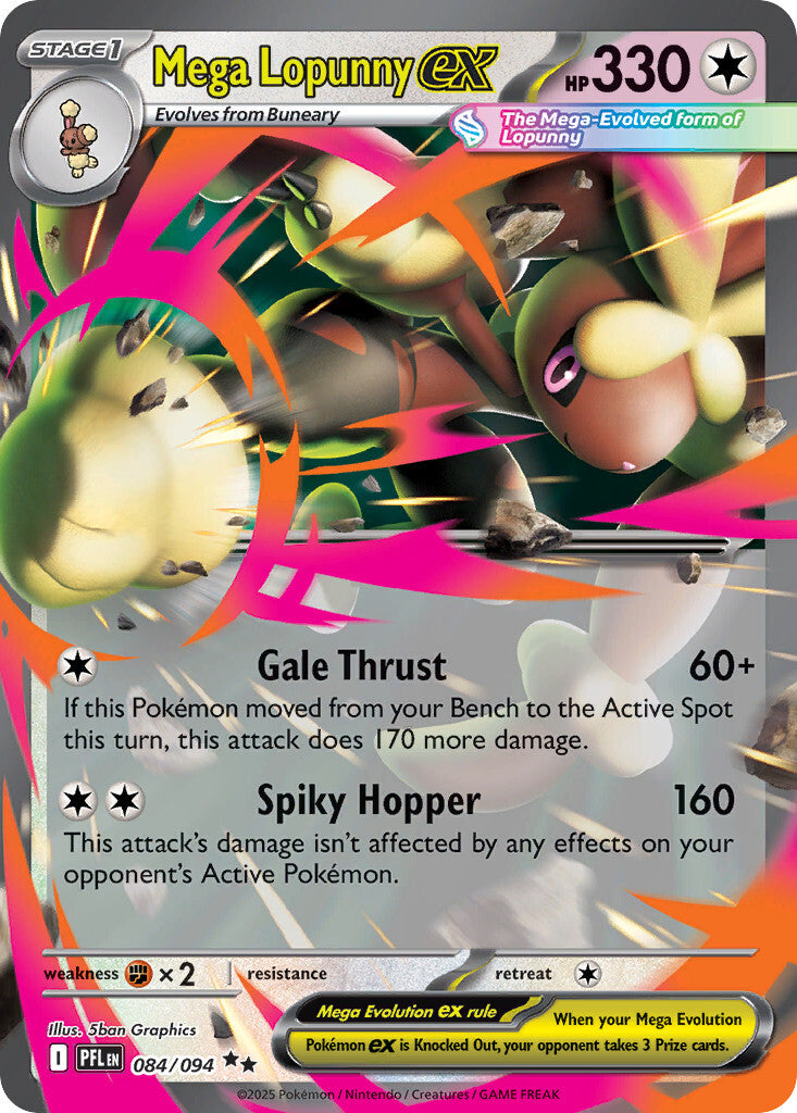 Mega Lopunny ex 084/094 Double Rare Phantasmal Flames Pokemon Holo Near Mint