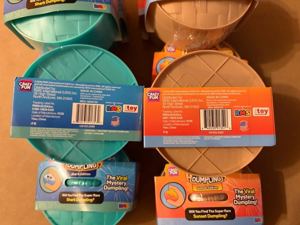 Authentic RMS Crazy Fun Mystery Dumpling Squishy Sunset & Shark Sealed Lot of 10