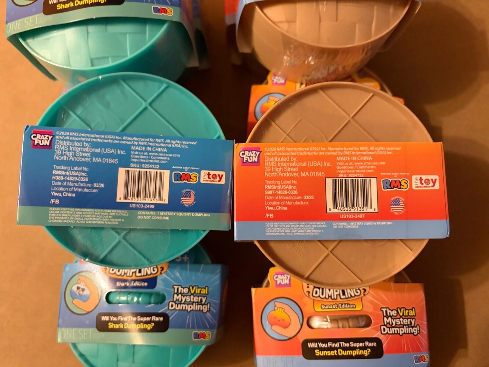Authentic RMS Crazy Fun Mystery Dumpling Squishy Sunset & Shark Sealed Lot of 10