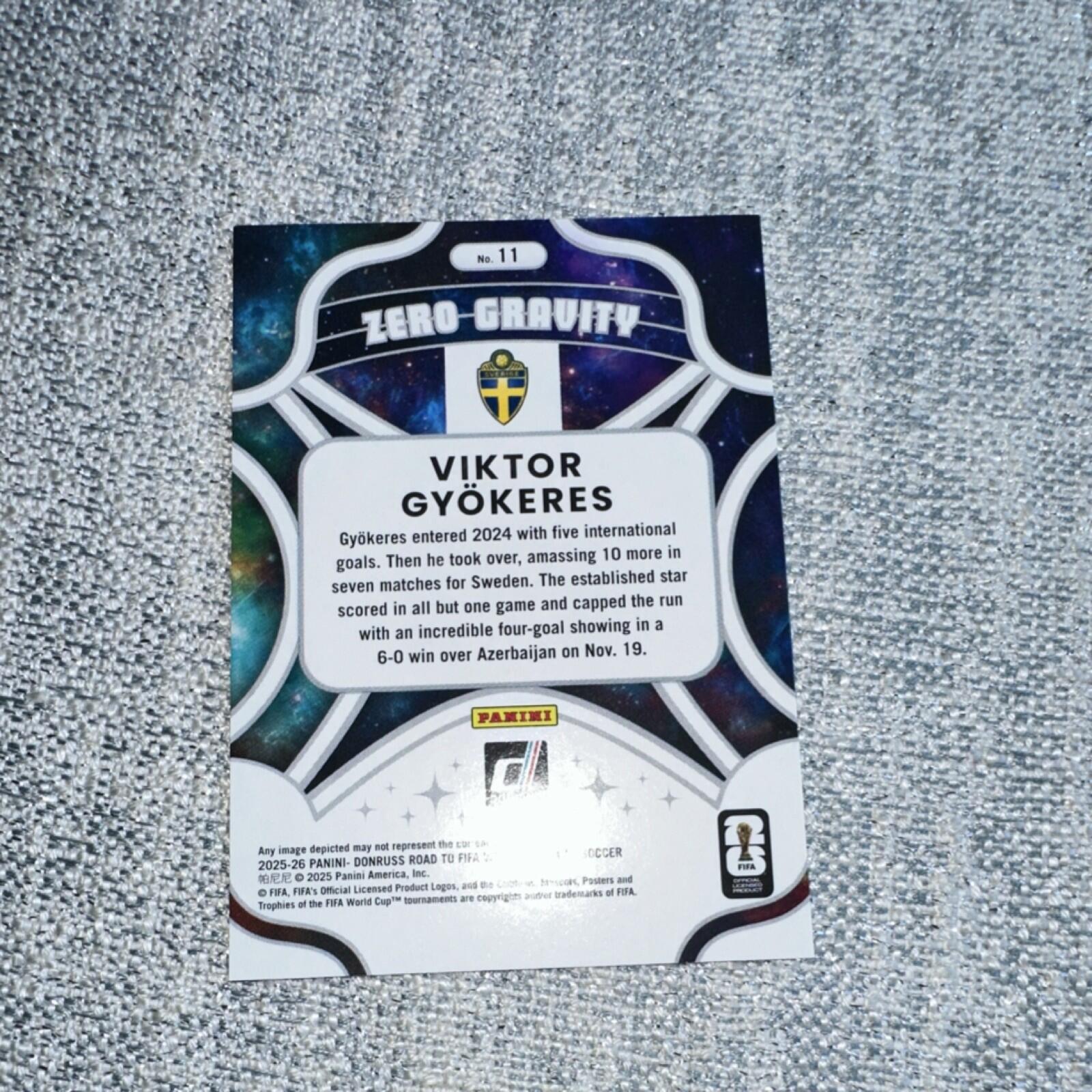 Panini Donruss 2025-26 Zero-Gravity #11 Viktor Gyokeres Sweden Soccer Card