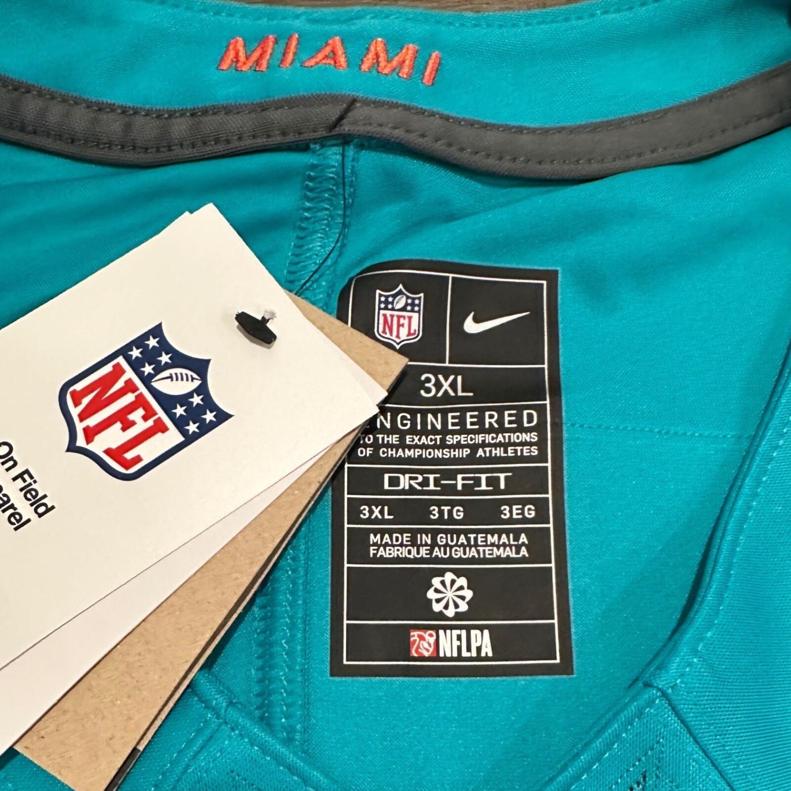 Nike Miami Dolphins Tyreek Hill #10 Aqua Football Jersey Mens Size 3XL NWT