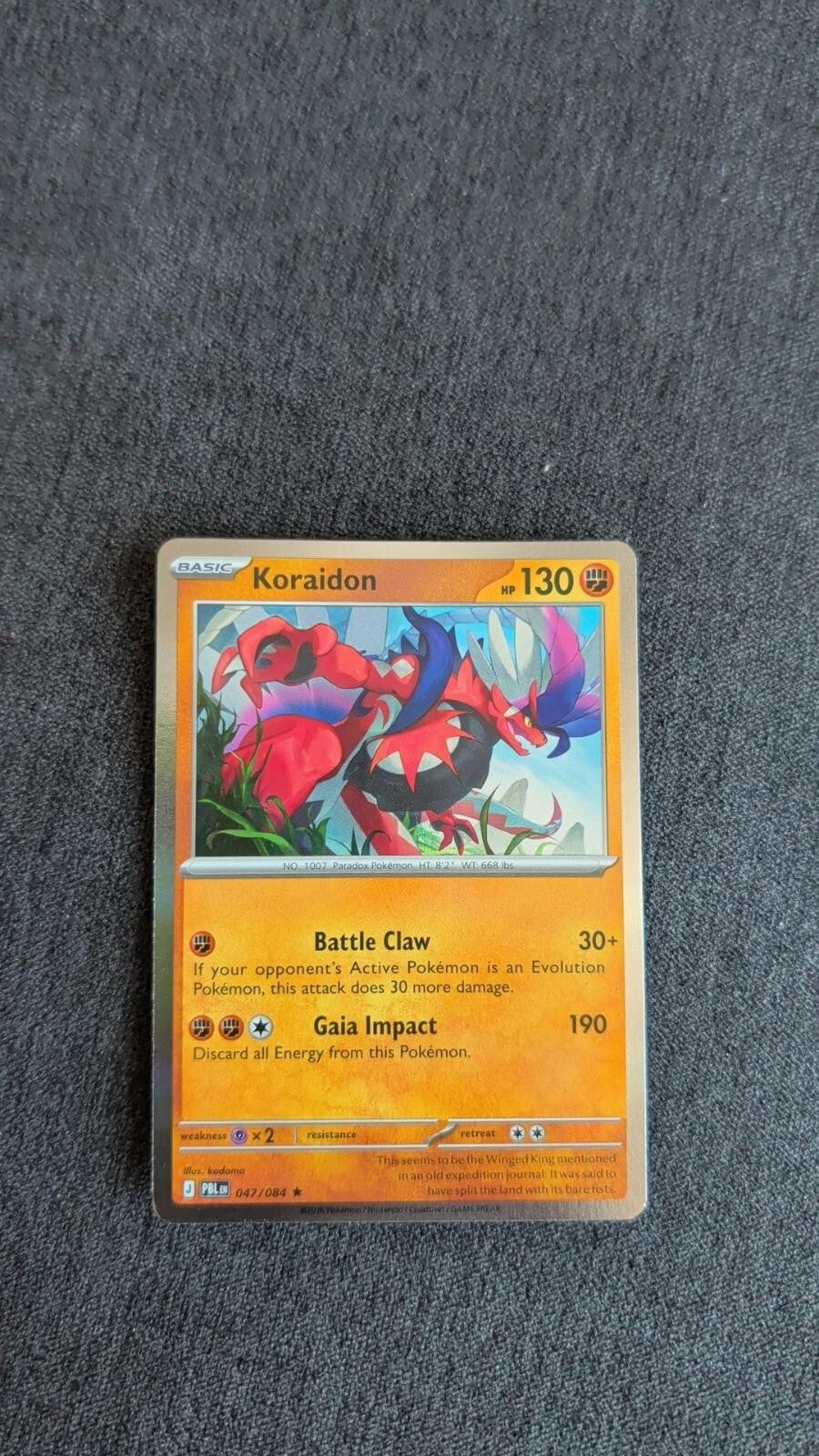 KORAIDON 047/084 RARE PITCH BLACK POKEMON HOLO NEAR MINT