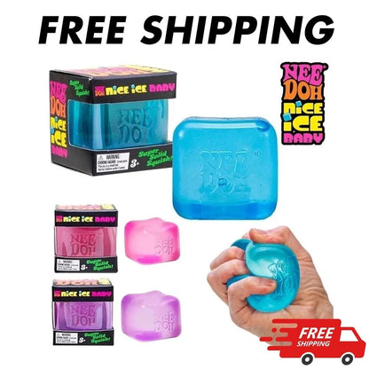 NeeDoh Nice Ice Baby Small Cube Fidget Squish Toy Nee Doh Mini Squeeze Ball NEW