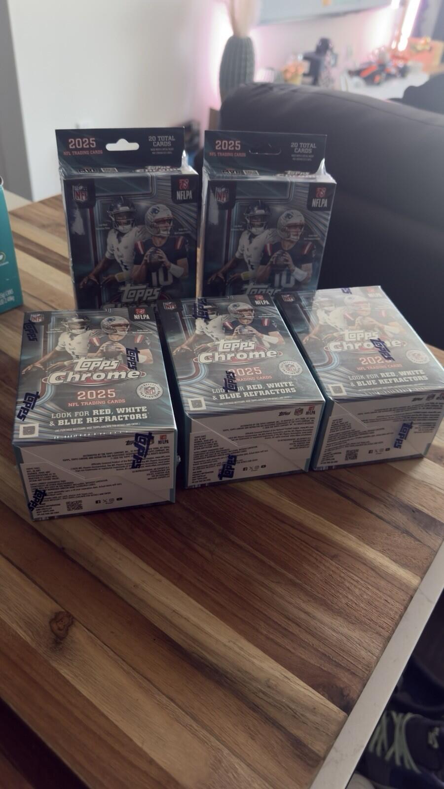 2025 Topps NFL Chrome Football Value Box And Hangers