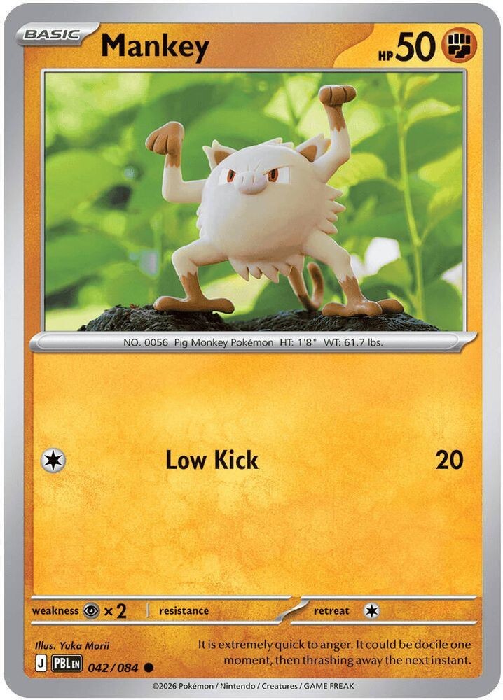 MANKEY 042/084 COMMON PITCH BLACK POKEMON NEAR MINT