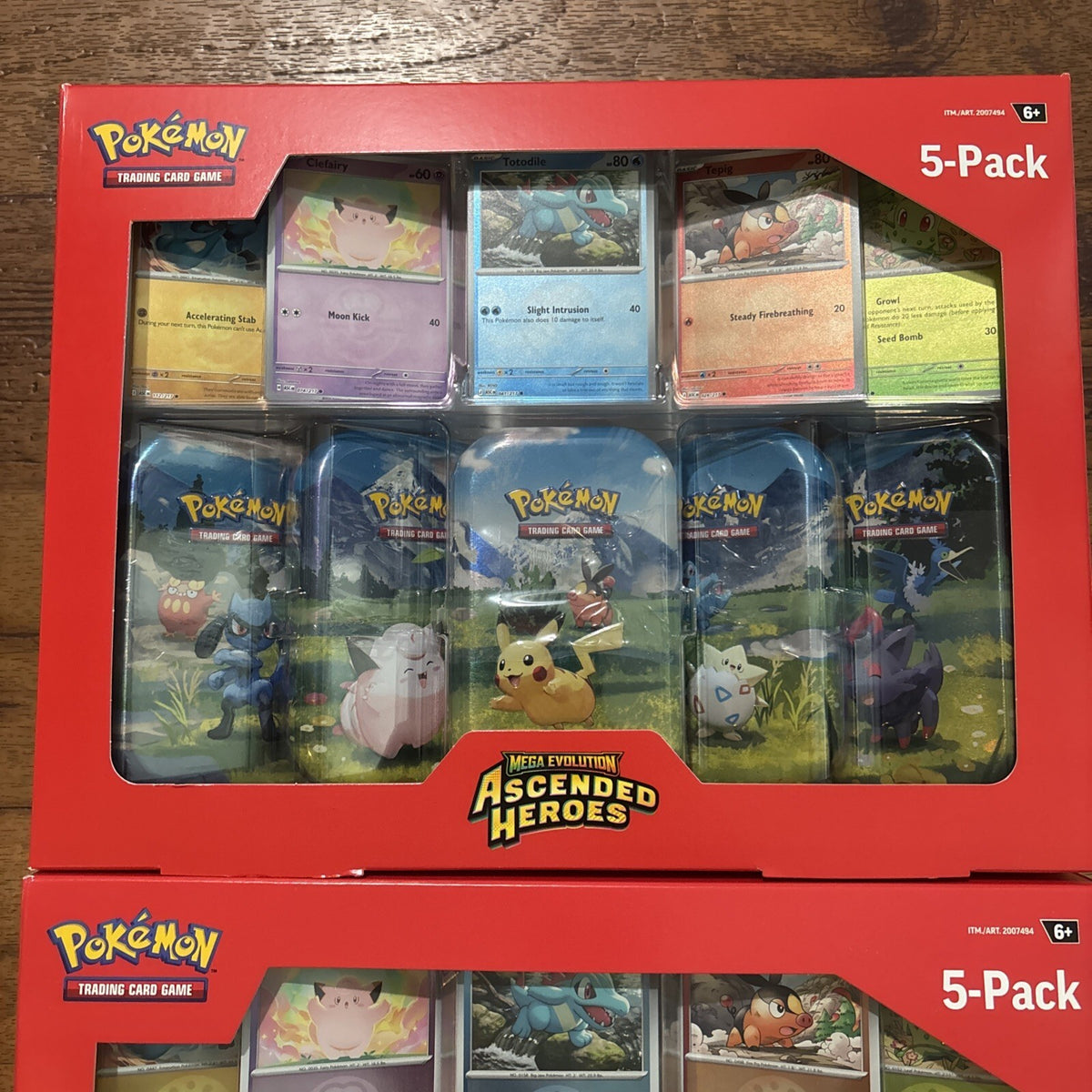 Set of 2 Pokémon TCG Ascended Heroes SEALED Mini Tin 5-Pack Costco Box - 10 Tins