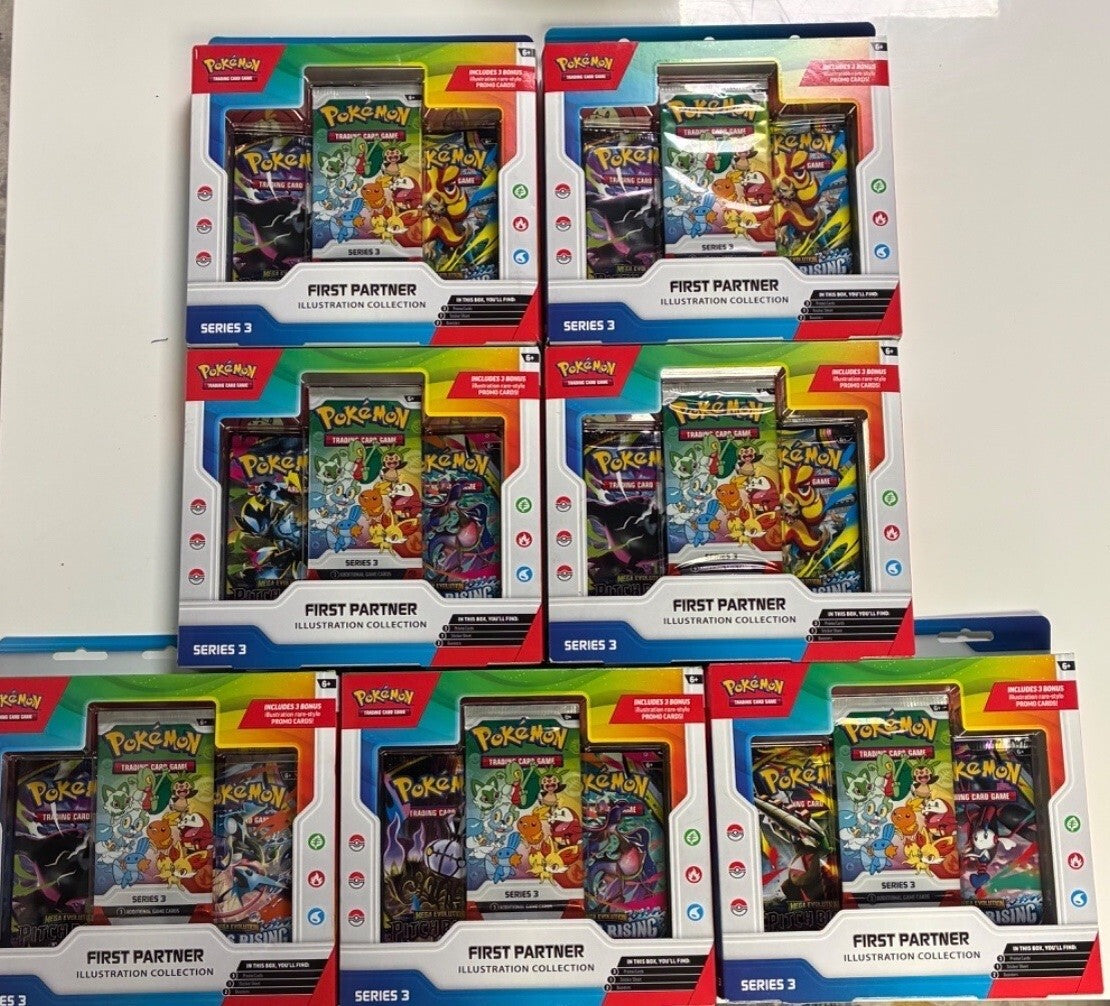 Lot of 7 Pokemon TCG First Partner Illustration Collection Series 3 - New Sealed
