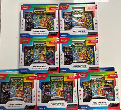Lot of 7 Pokemon TCG First Partner Illustration Collection Series 3 - New Sealed