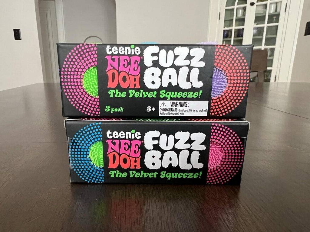 Needoh Nee Doh Teenie Fuzz Ball Pink Purple Green Orange Blue Lot of 2 Authentic